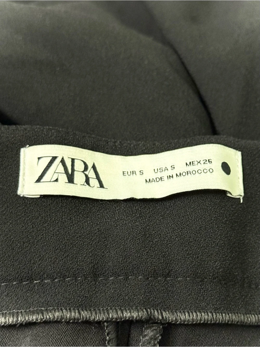 Zara Black High Rise Wide Leg Pull On Trousers Pants Minimalist Size S